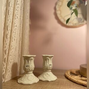 Oleg Cassini porcelain candle holders set of 2